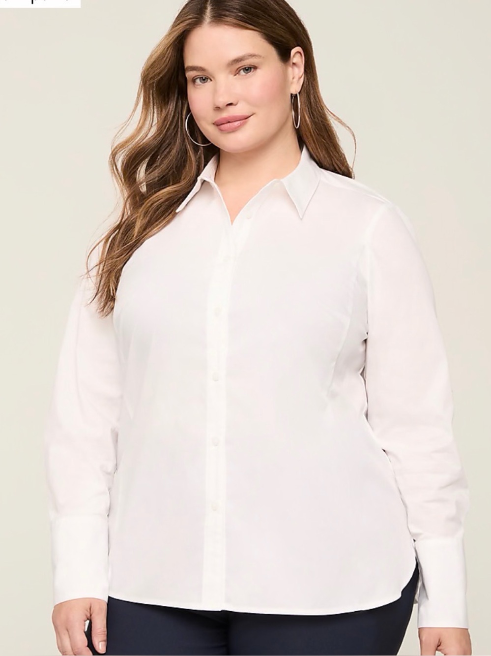 Lane Bryant White No Peek Button Shirt